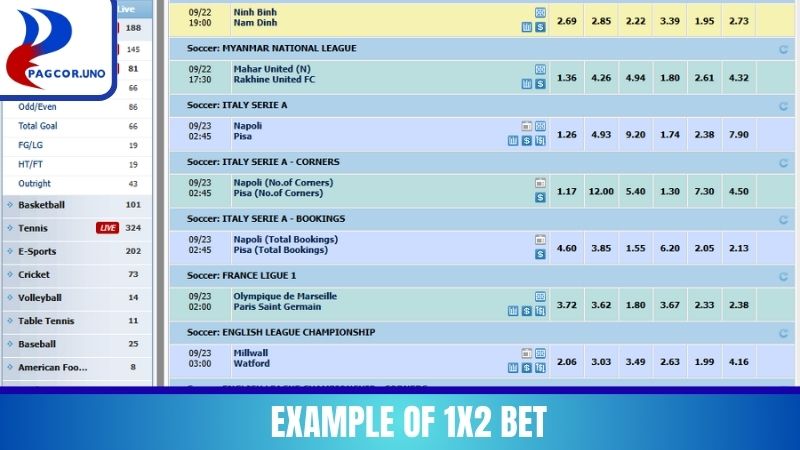 Example of 1X2 Bet