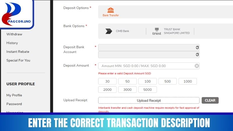 Enter the correct transaction description