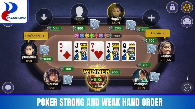 Poker strong and weak hand order